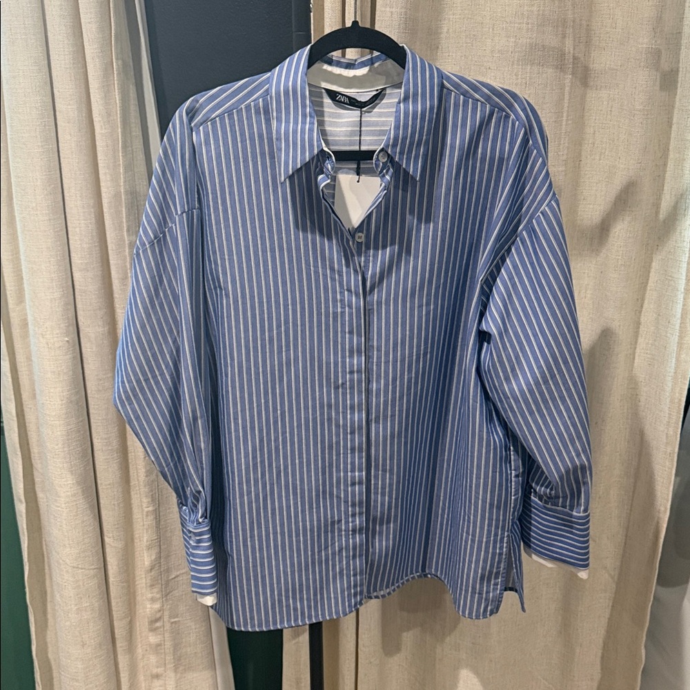 Zara Women’s Blue Striped Shirt